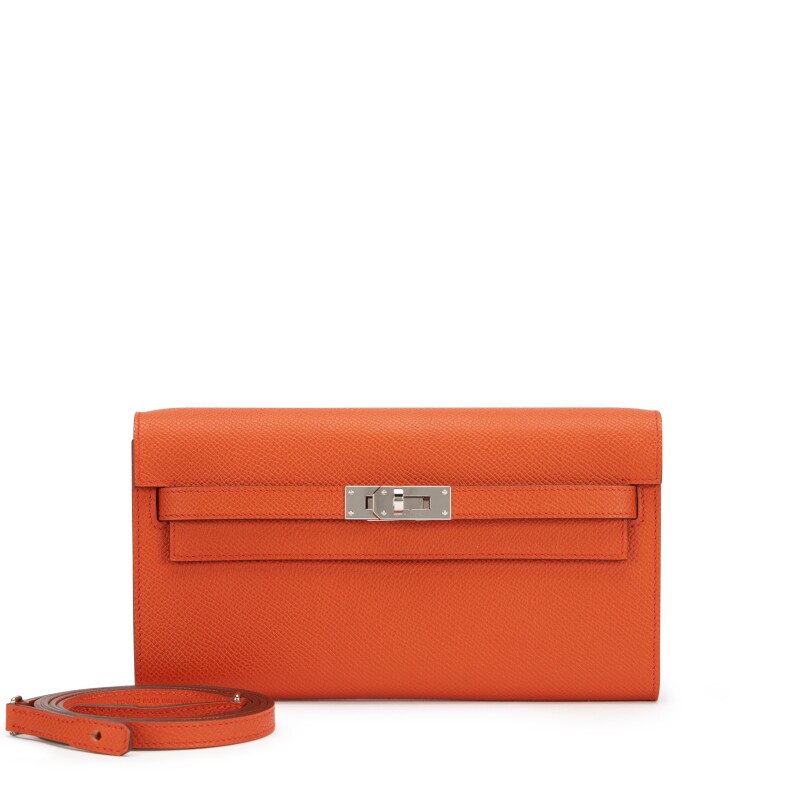 Hermes Terre Battue Kelly-To-Go Wallet Palladium Hardware, 2024
