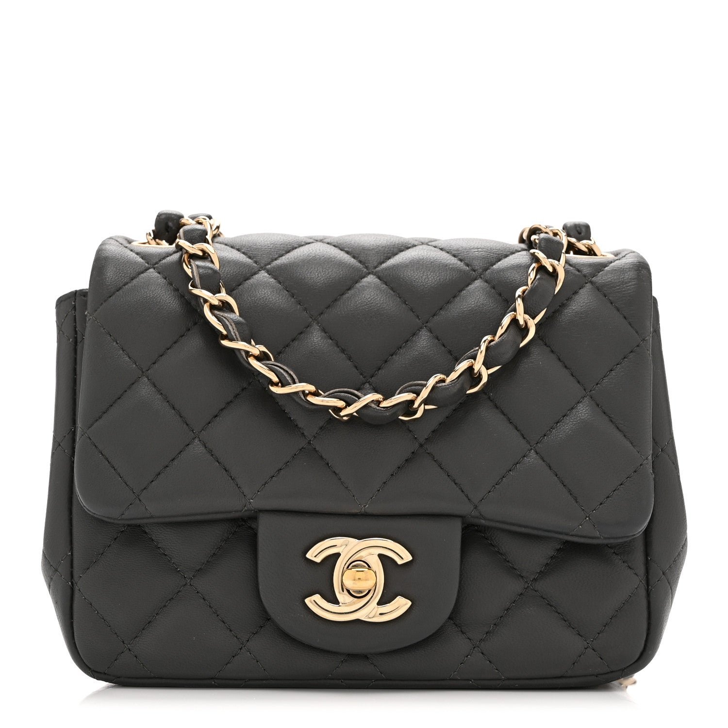 Chanel Lambskin Quilted Mini Square Flap Dark Grey