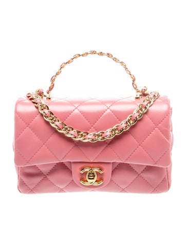 Quilted Golden Links Top Handle Bag
