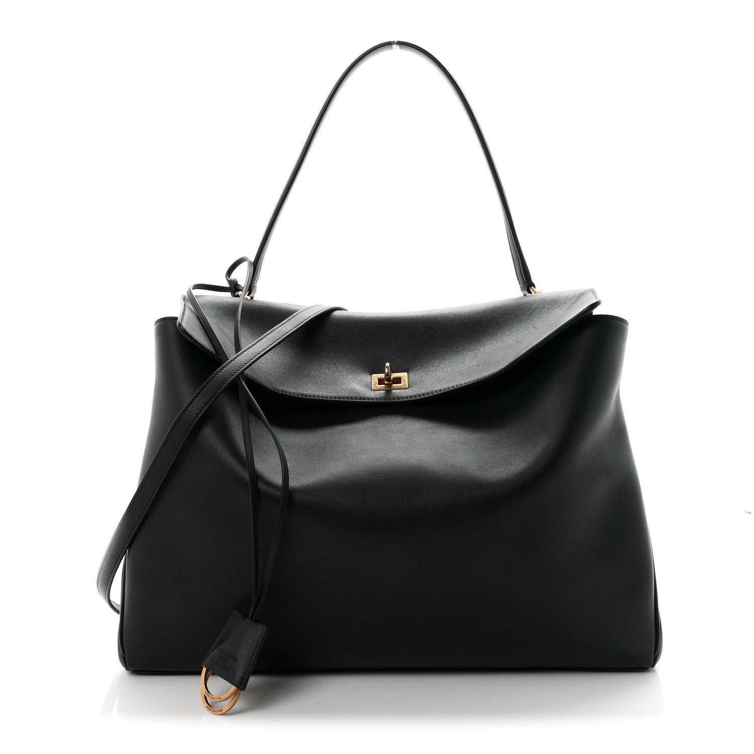 Balenciaga Smooth Calfskin Large Rodeo Top Handle Handbag Black