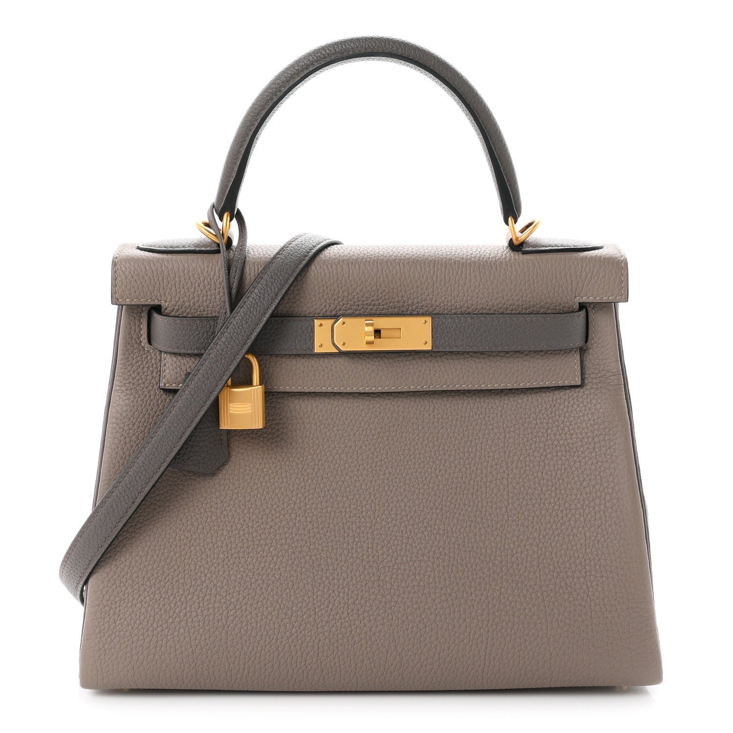 Hermes Togo Horseshoe Kelly Retourne 28 Gris Asphalt Etain
