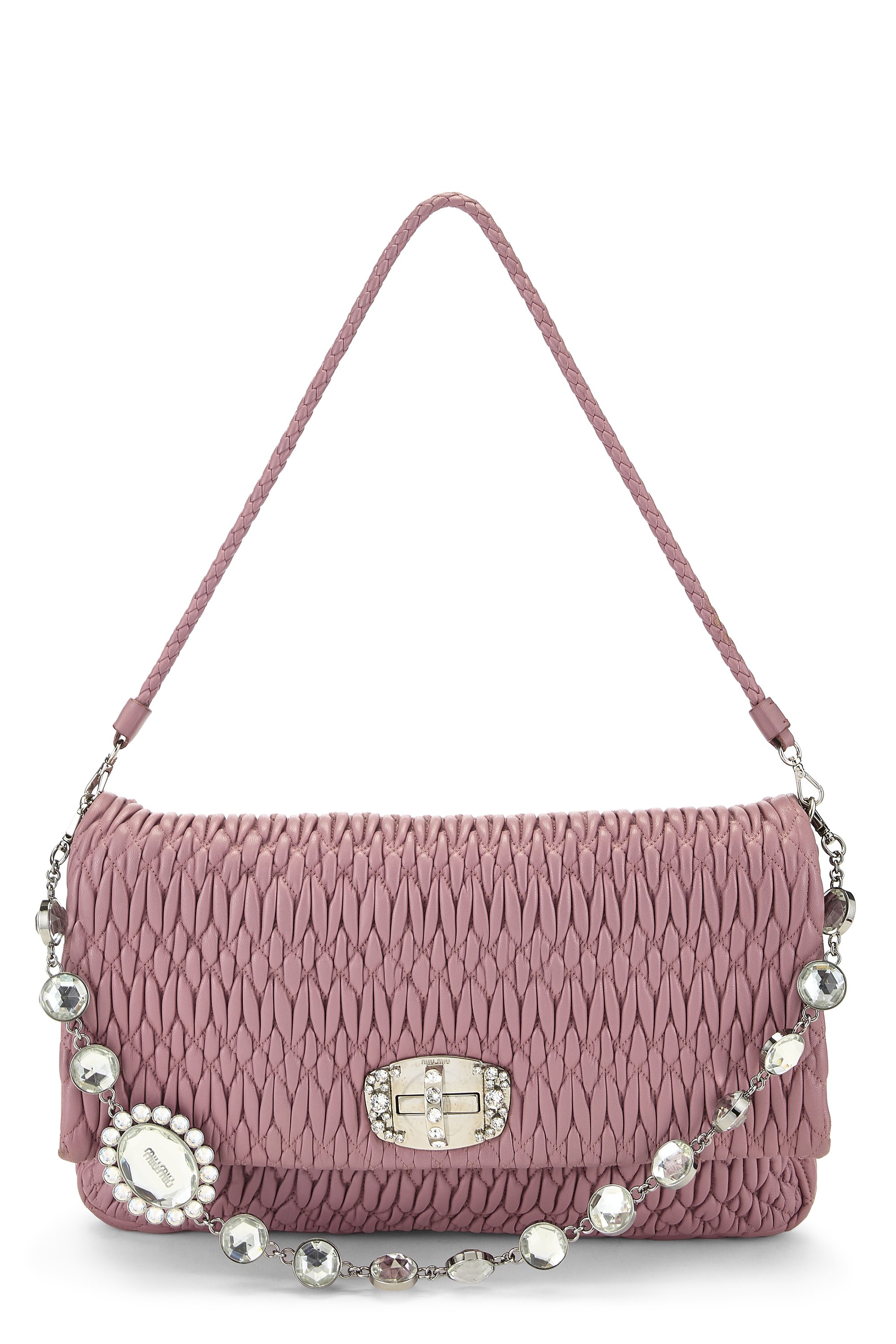Miu Miu Purple Nappa Crystal Flap Shoulder Bag