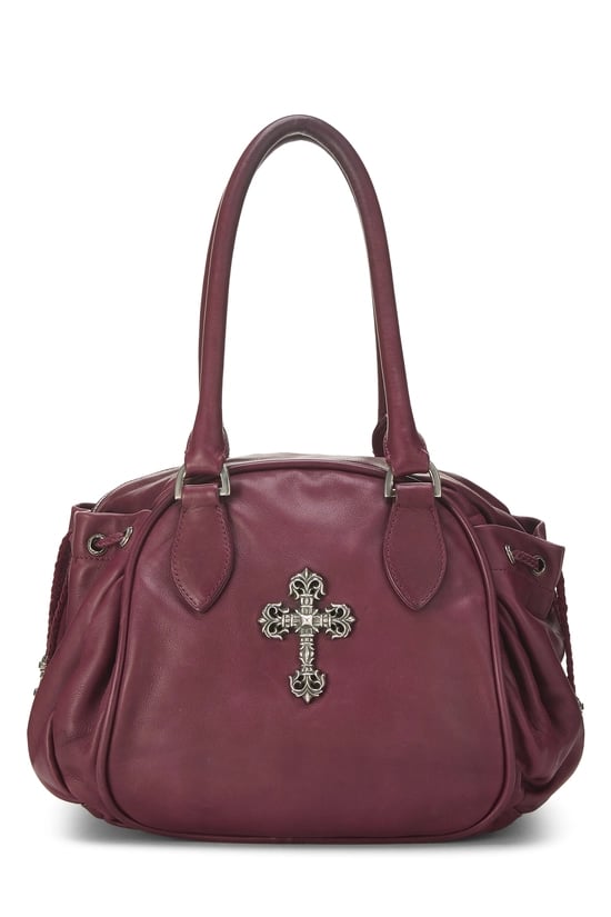 Burgundy Leather Filigree Cross Bowler