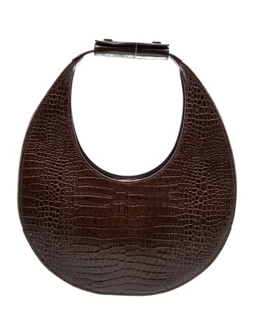 Embossed Leather Croc Moon Bag