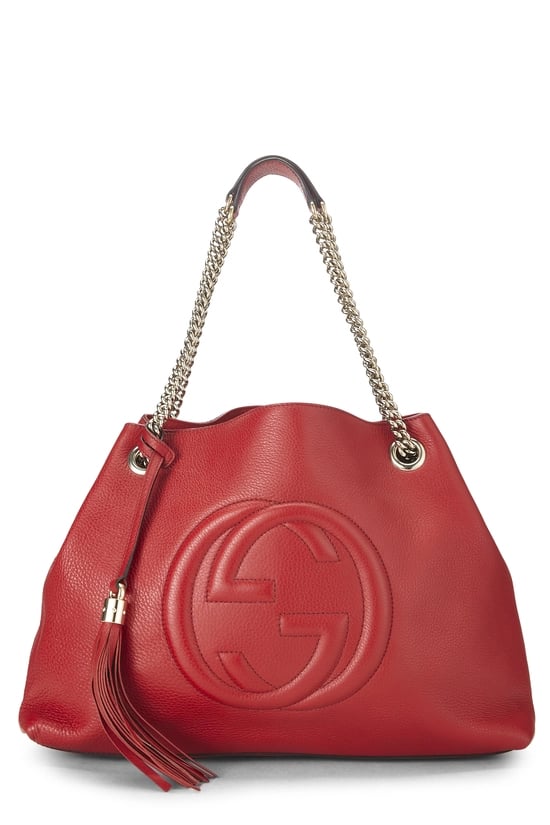 Red Leather Soho Chain Tote