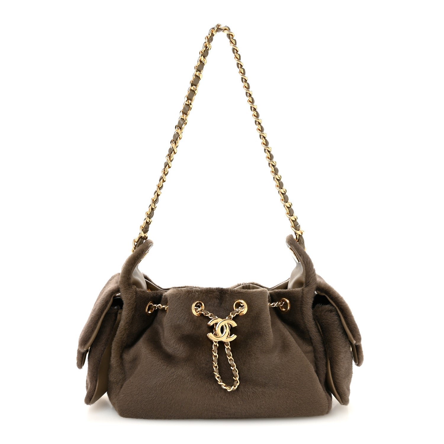 Chanel Pony Hair Mini Chanel 25 Handbag Dark Khaki