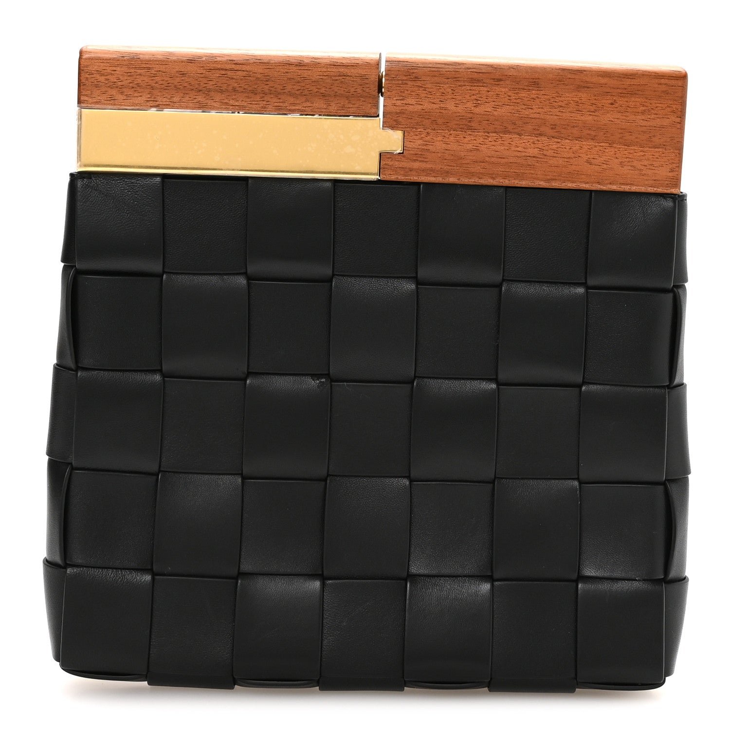 Bottega Veneta Nappa Intrecciato The Snap Clutch Black