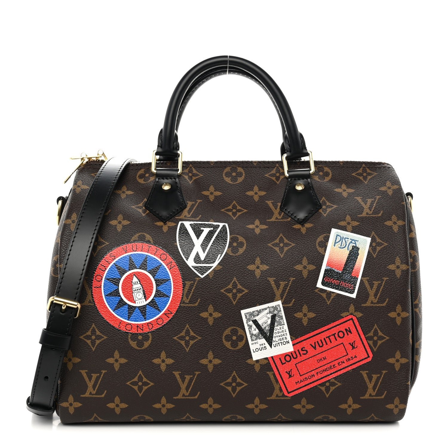 Louis Vuitton Monogram My World Tour Speedy Bandouliere 30 Black
