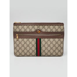 Gucci Beige/Ebony GG Coated Canvas Vintage Web Ophidia Clutch Bag