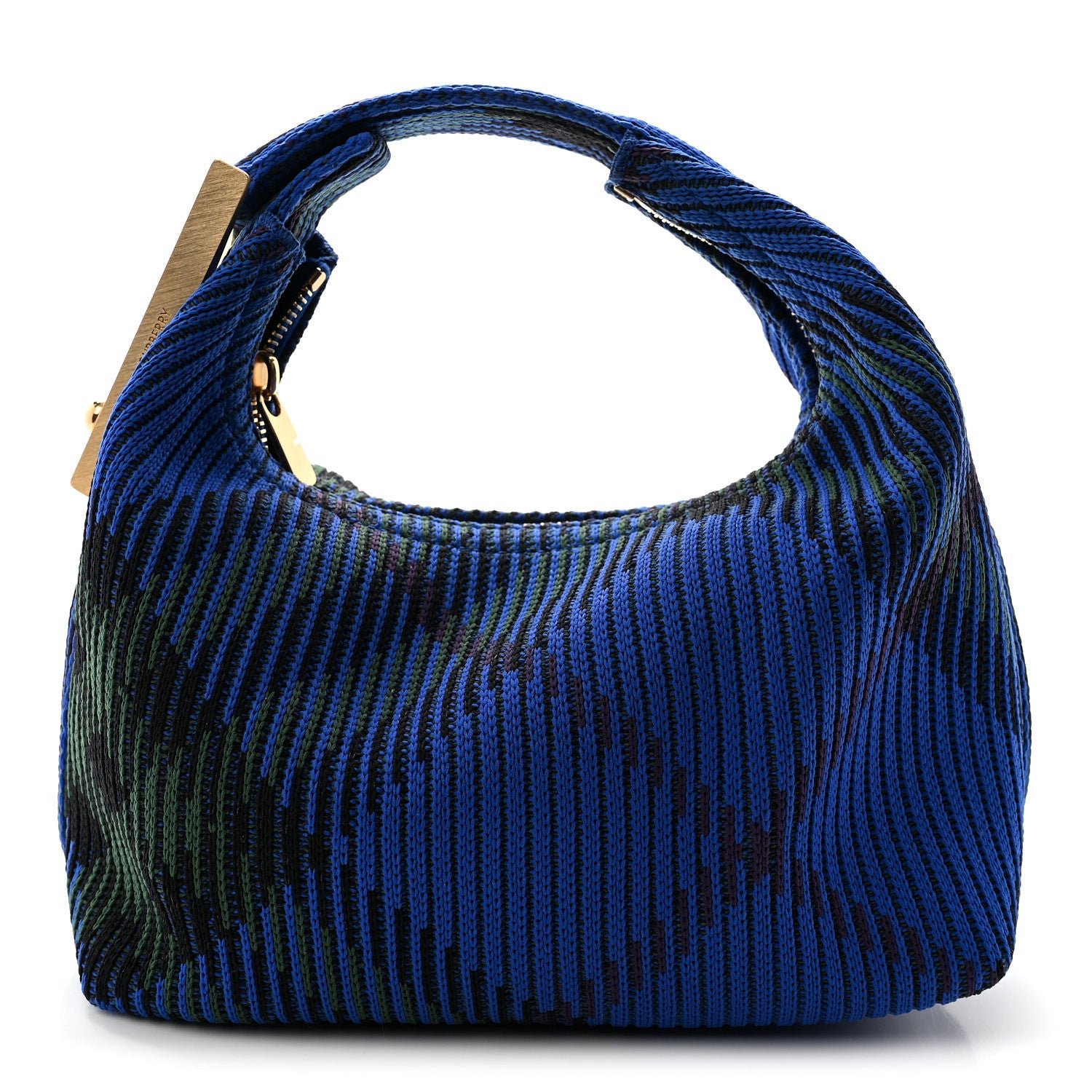 Burberry Canvas Knitted Check Mini Peg Duffle Bag Knight