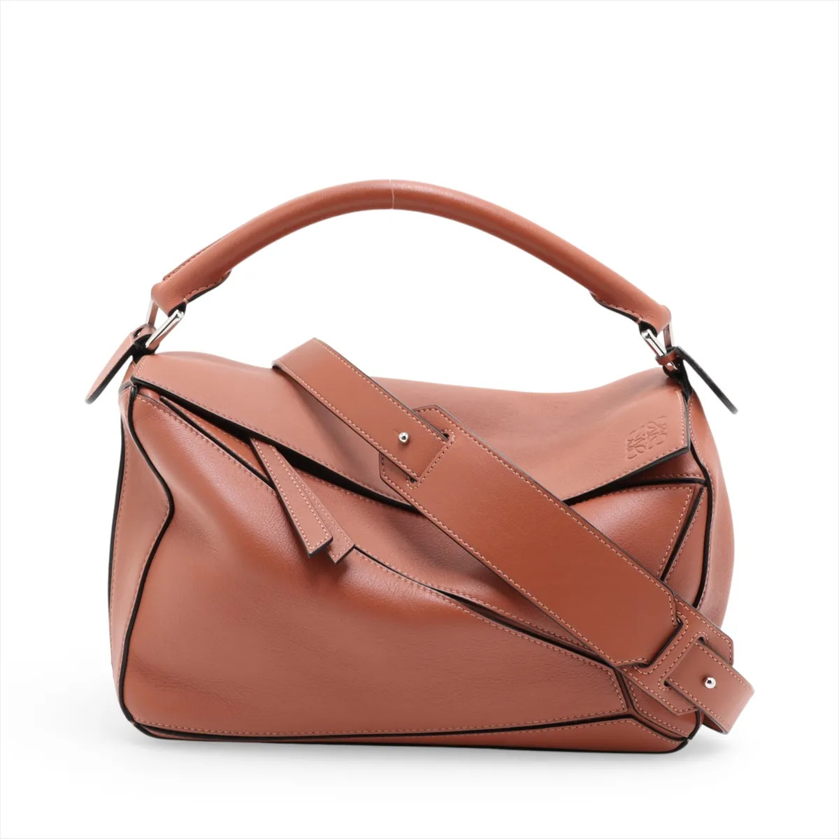 Loewe Puzzle Medium Leather 2 Way Handbag Brown