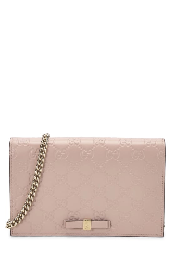 Pink Guccissima Bow Wallet On Chain (WOC)