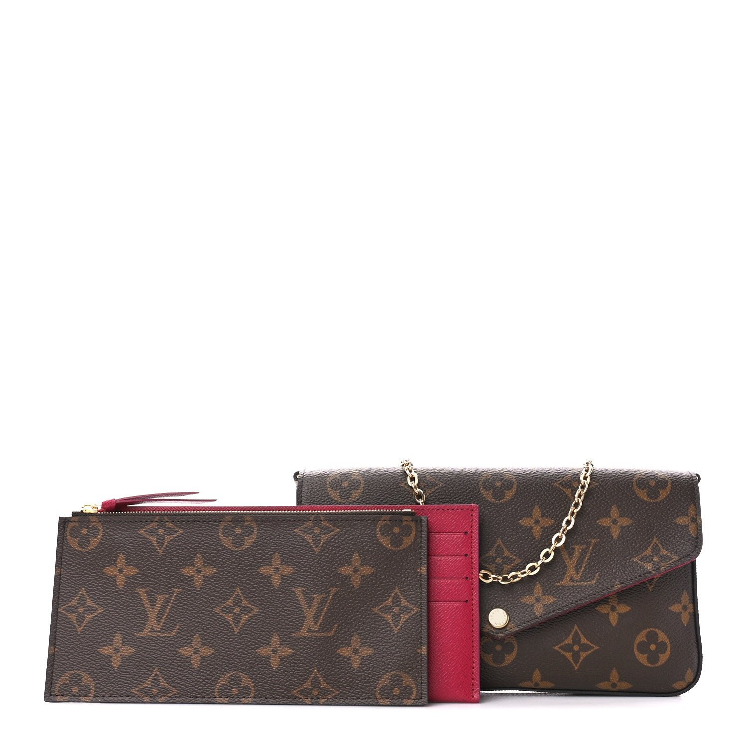 Louis Vuitton Monogram Pochette Felicie Chain Wallet Fuchsia