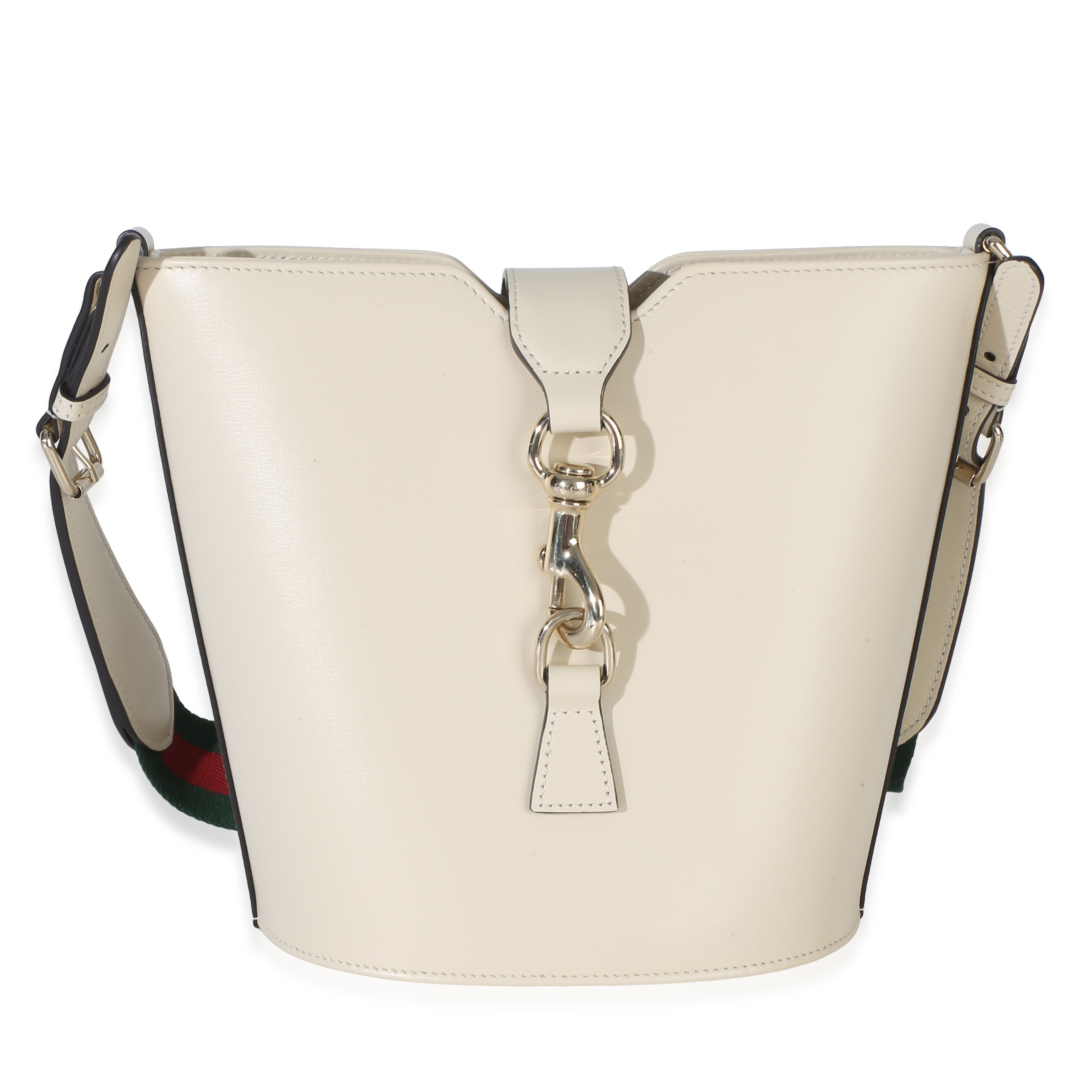 White Tritone Calfskin Ophidia Web Mini Bucket Bag