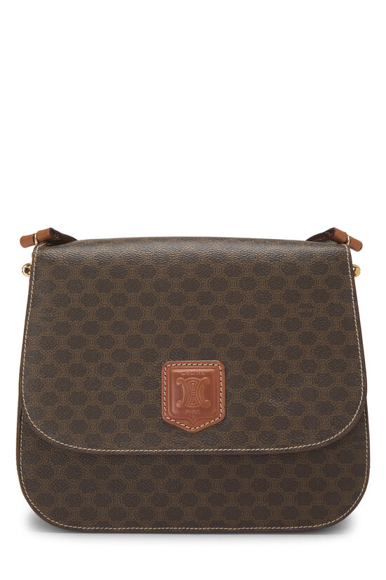 Celine Brown Macadam Coated Canvas Shoulder Bag