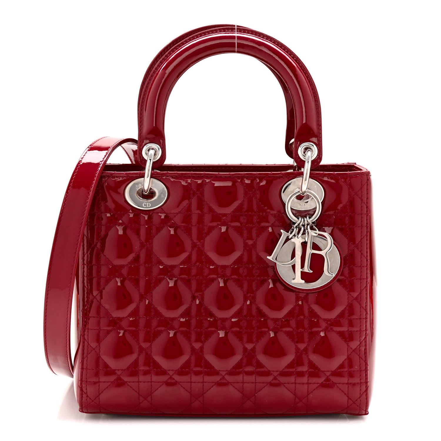 Christian Dior Patent Cannage Medium Lady Dior Red