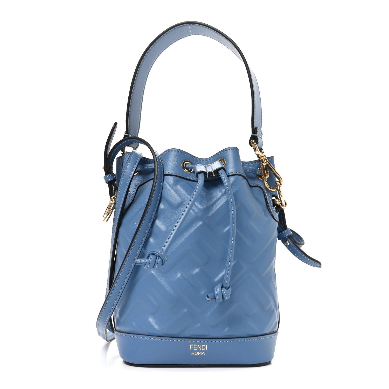 Fendi Vitello Liberty F is Fendi FF 1974 Embossed Mini Mon Tresor Bucket Bag Nebula