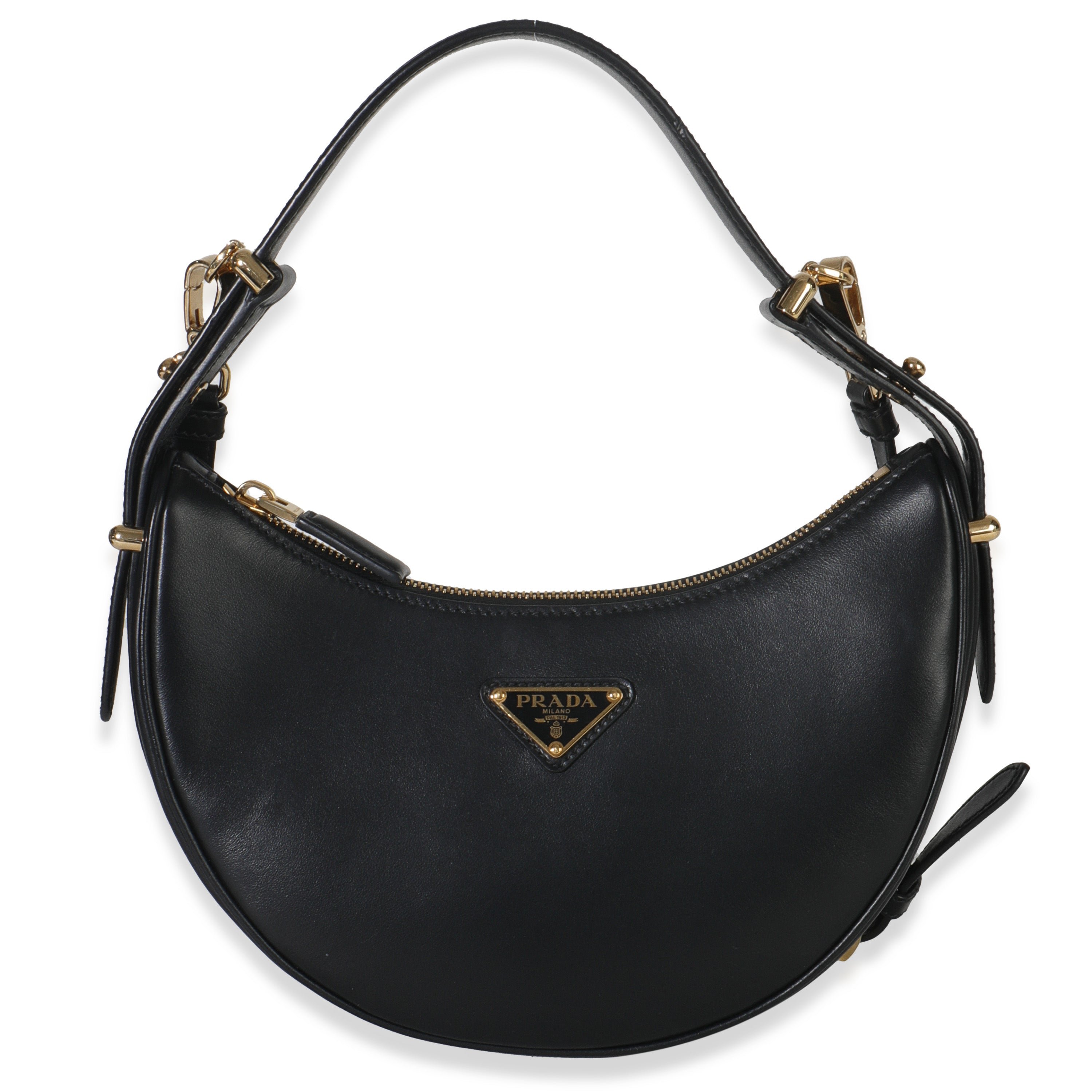 Prada Black Soft Calfskin Small Arque Shoulder Bag
