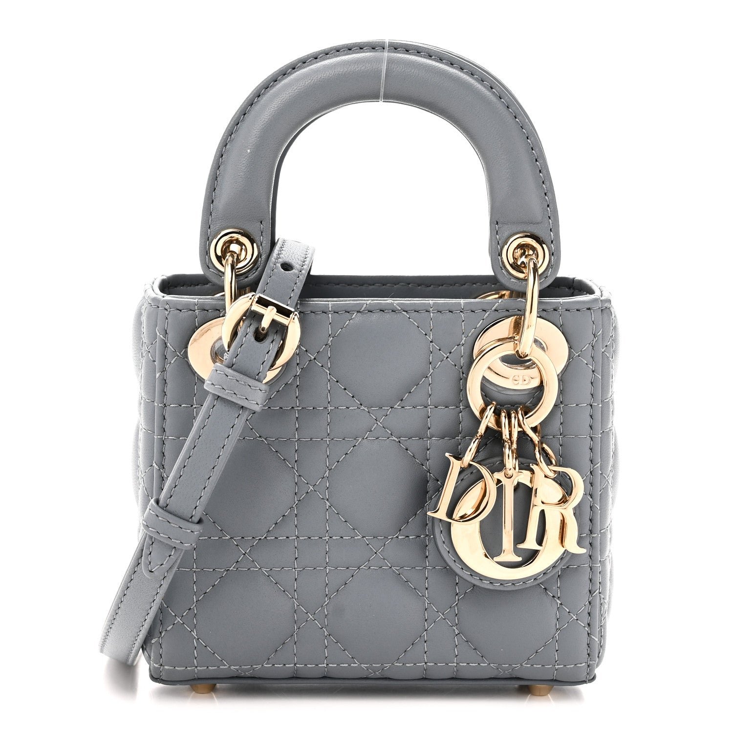 Christian Dior Lambskin Cannage Micro Lady Dior Cloud Blue