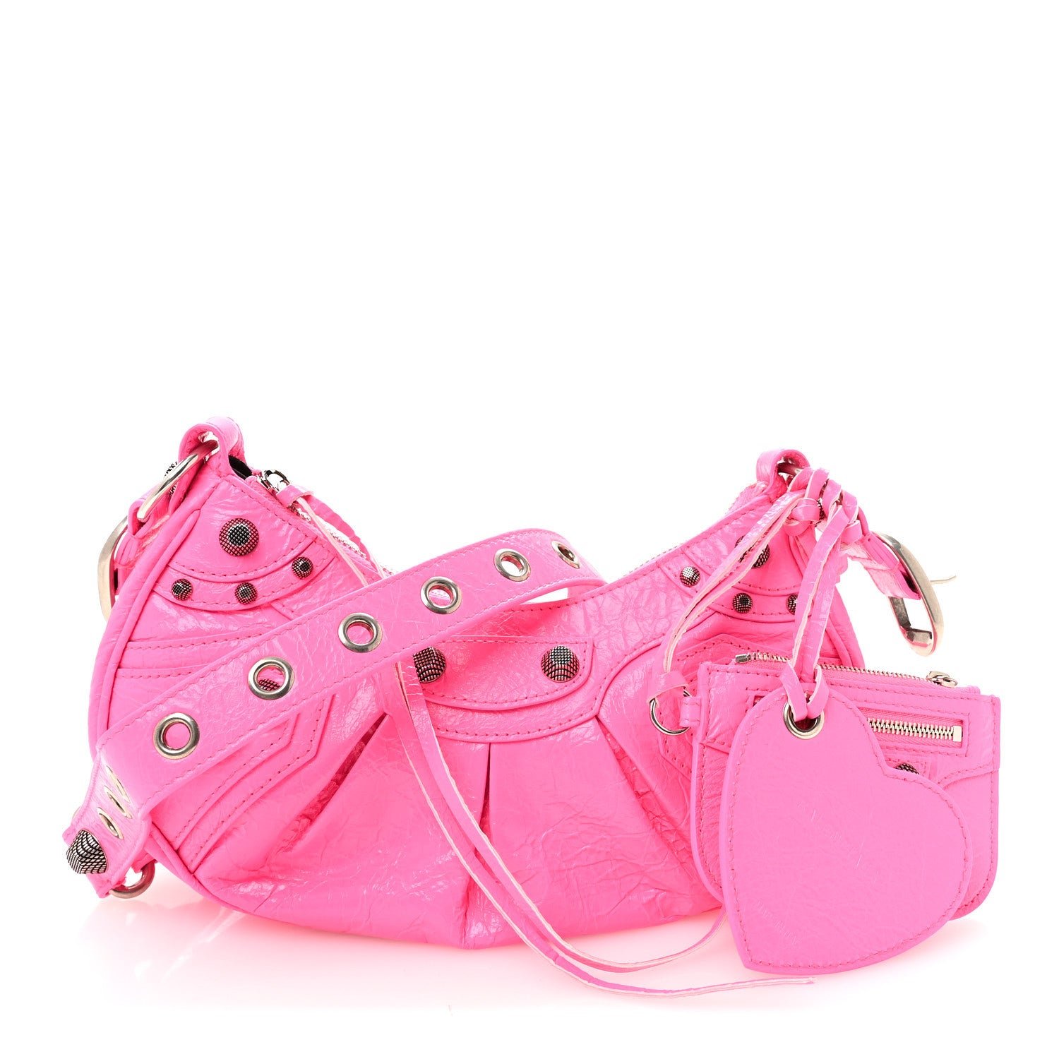 Balenciaga Agneau Arena Le Cagole Shoulder Bag XS Hot Pink