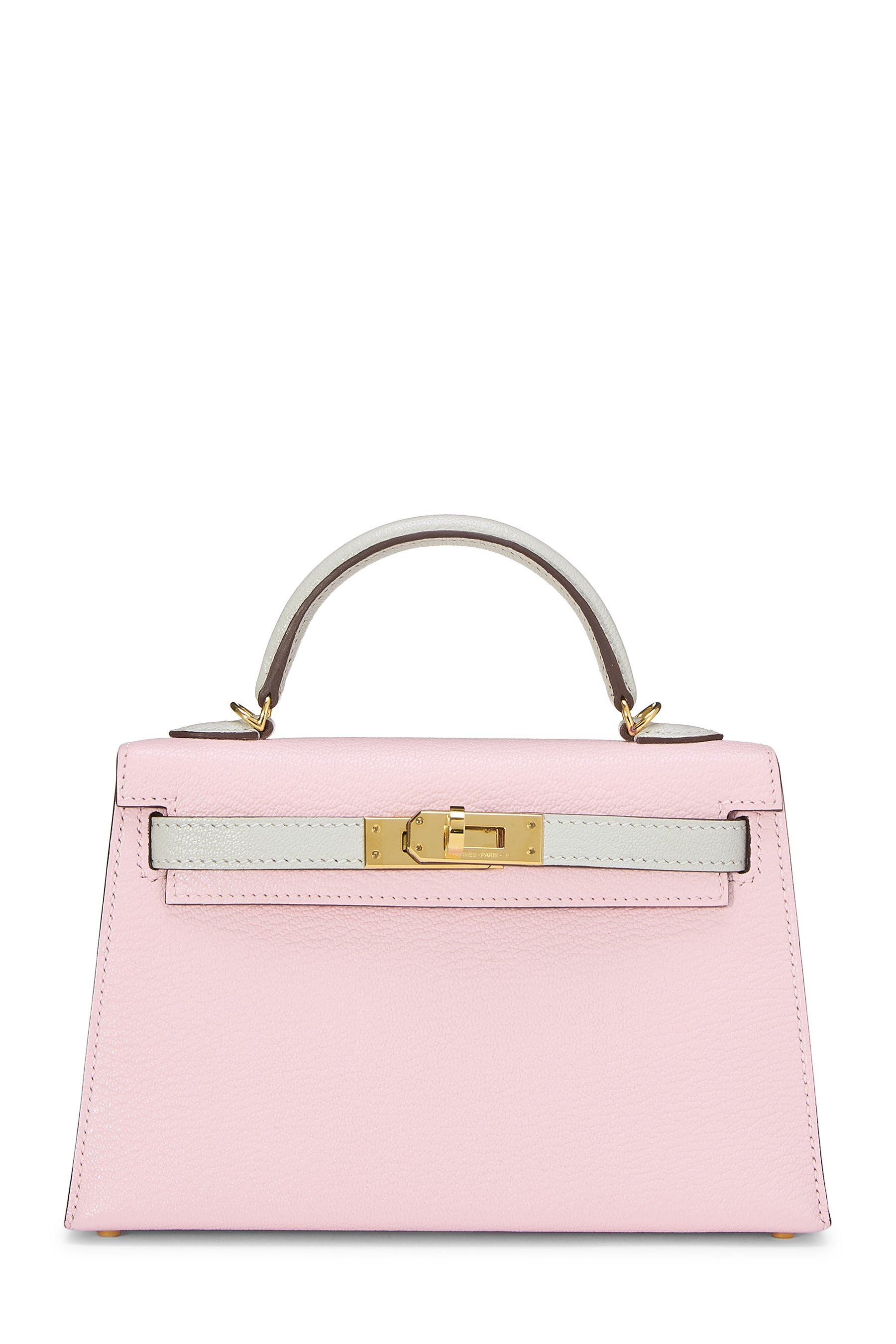 Hermès Rose Sakura & Pearl Grey Chevre Horseshoe Kelly Sellier 20 Mini Special Order