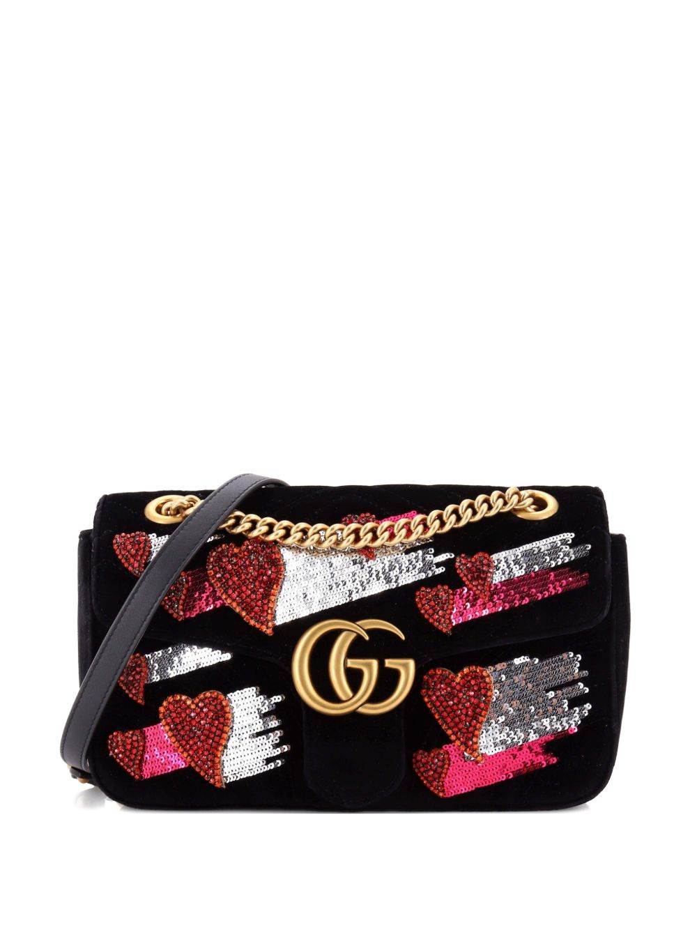 GG Marmont Flap Bag Embellished Matelasse Velvet Small crossbody bag