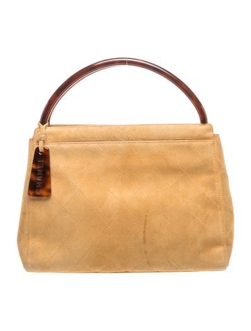 Suede Quilted Handle Bag