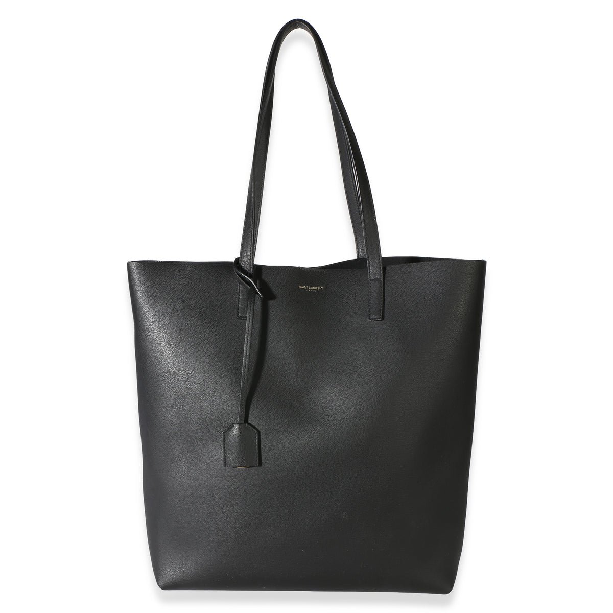 Black Leather North/South Tote