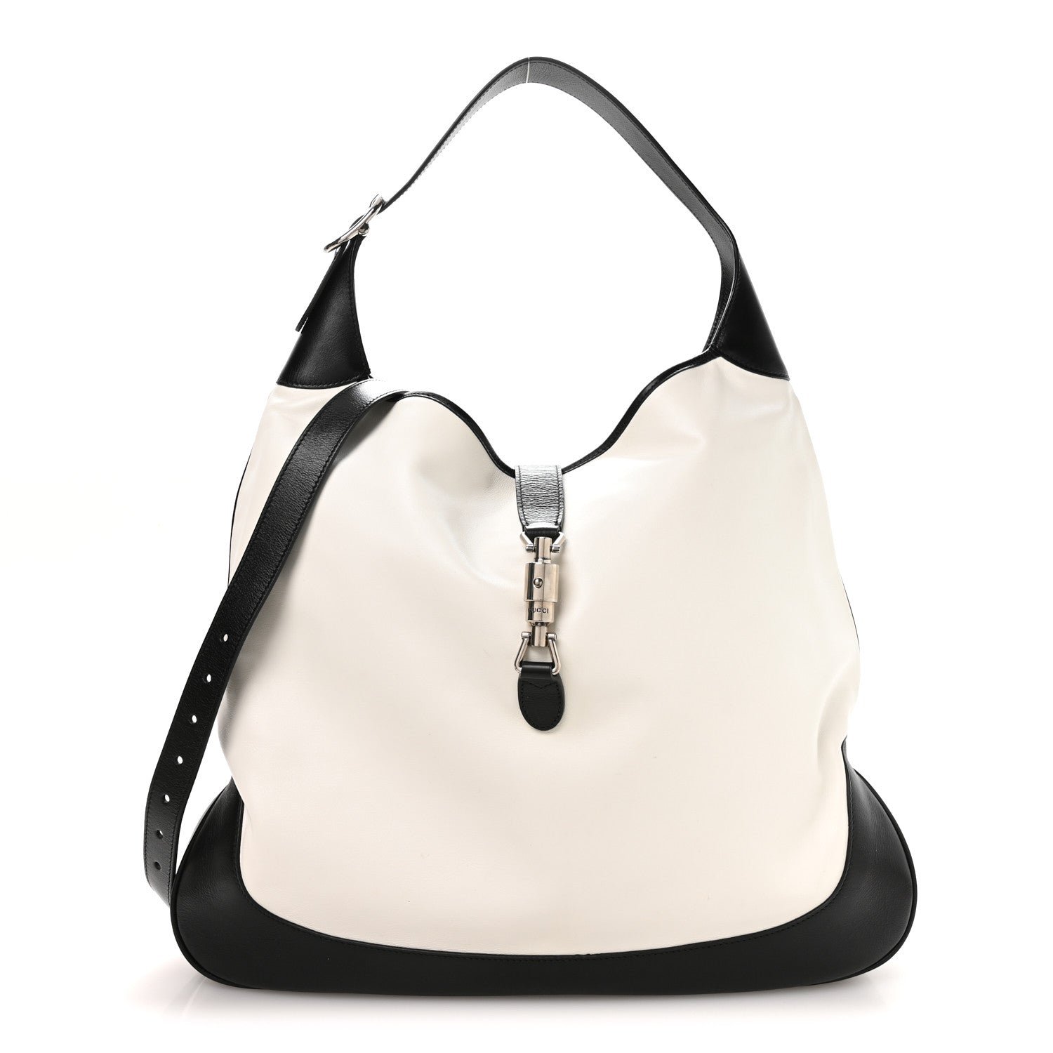 Gucci Calfskin Large Jackie 1961 Shoulder Bag Black White