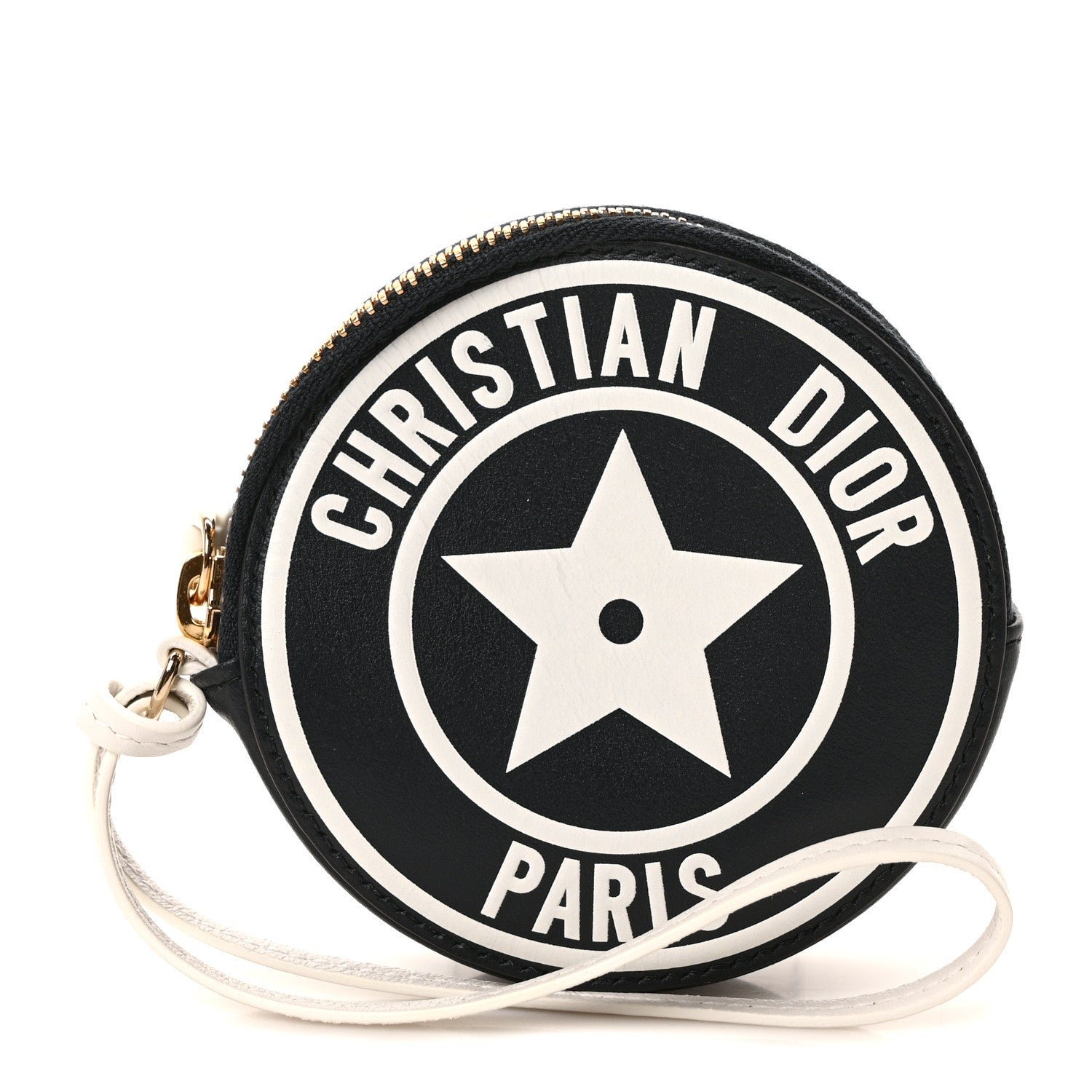 Dior Calfskin Vibe Round Coin Purse Blue White