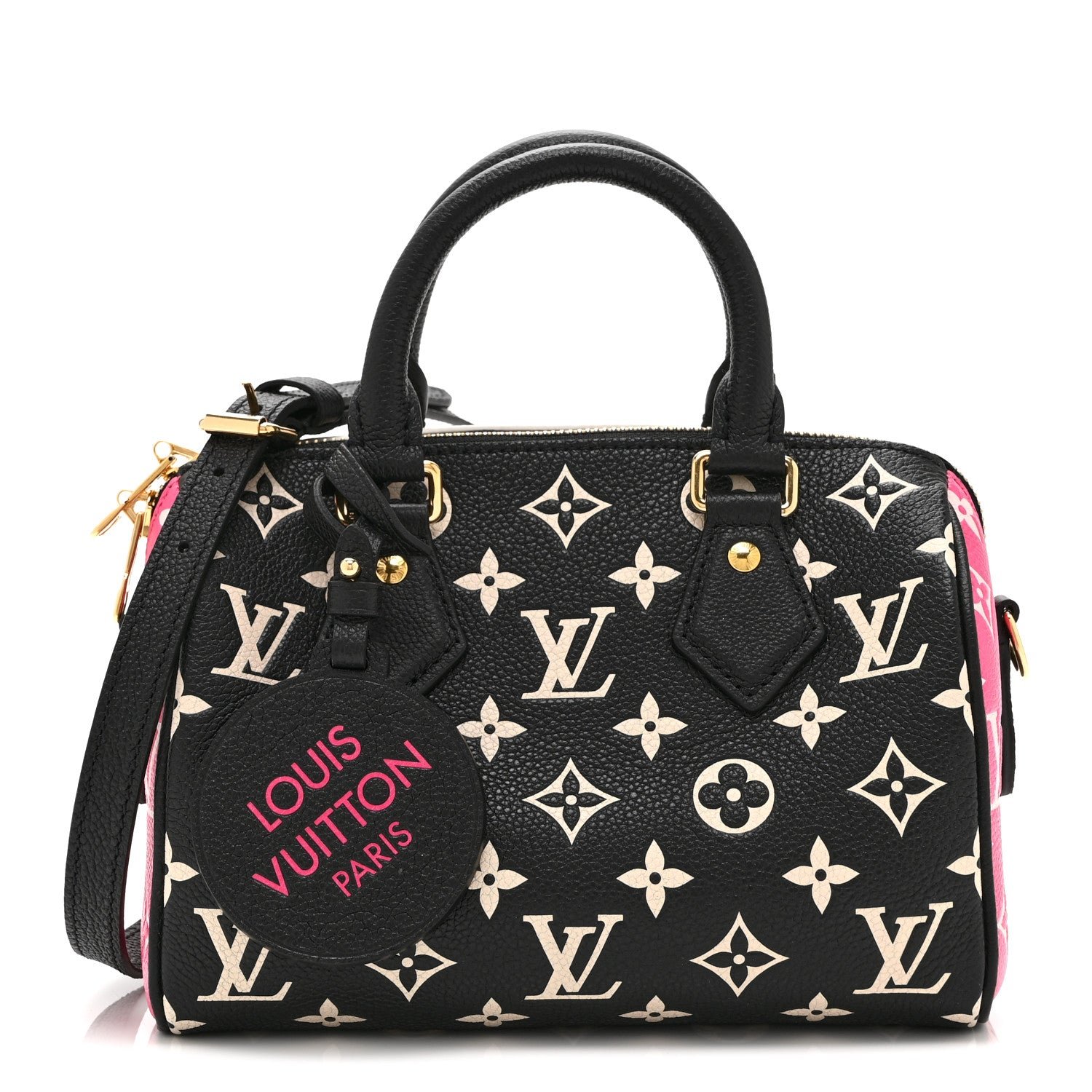 Louis Vuitton Empreinte Monogram Spring in the City Speedy Bandouliere 20 Black White Pink
