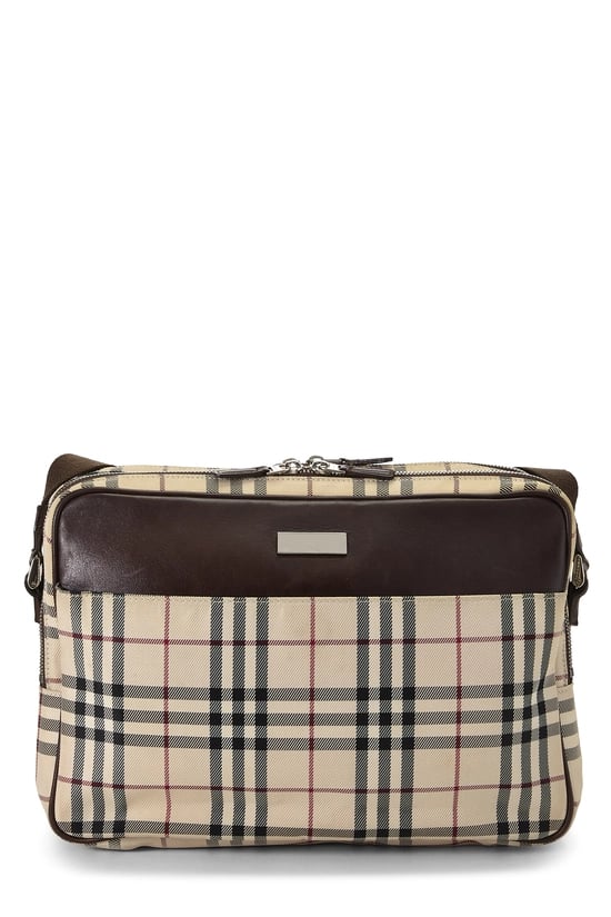Brown House Check Nylon Messenger Large