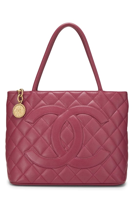 Burgundy Quilted Caviar Medallion Tote