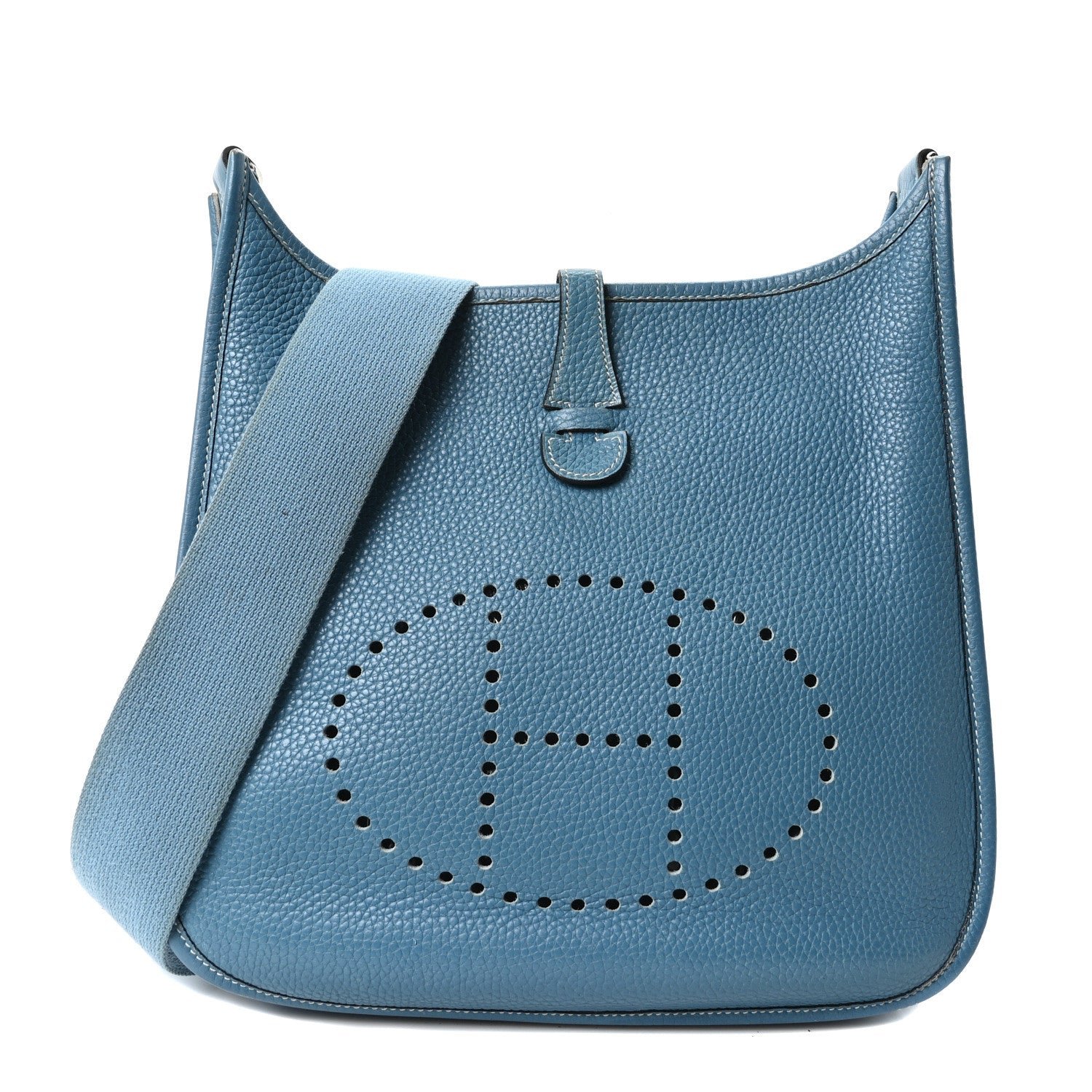 Hermes Taurillon Clemence Evelyne II PM Blue Jean