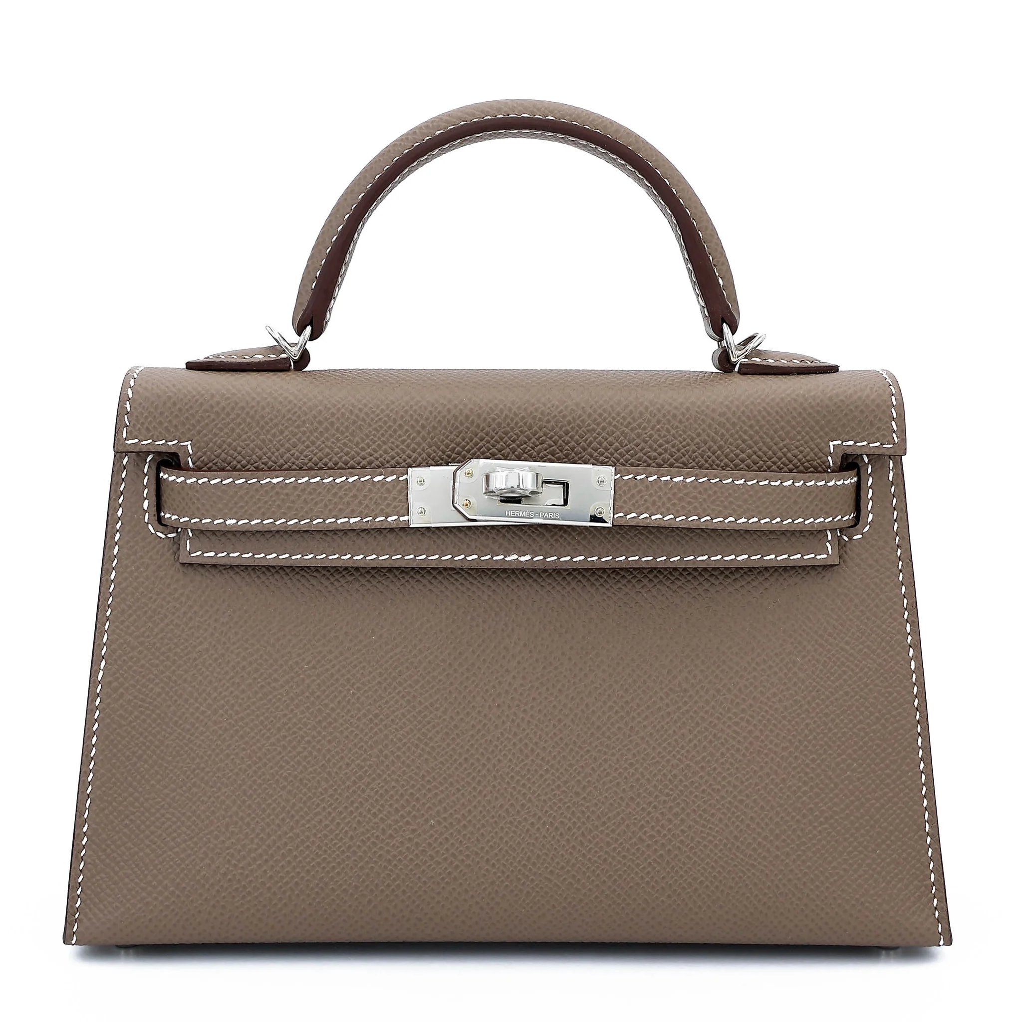 Brand New ( Rank N ) HERMÈS Mini Kelly II Etoupe (18) Epsom Palladium hardware K (2025)