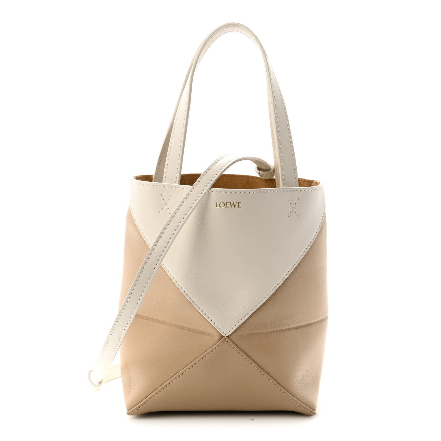 Loewe Shiny Calfskin Mini Puzzle Fold Tote Soft White Paper Craft