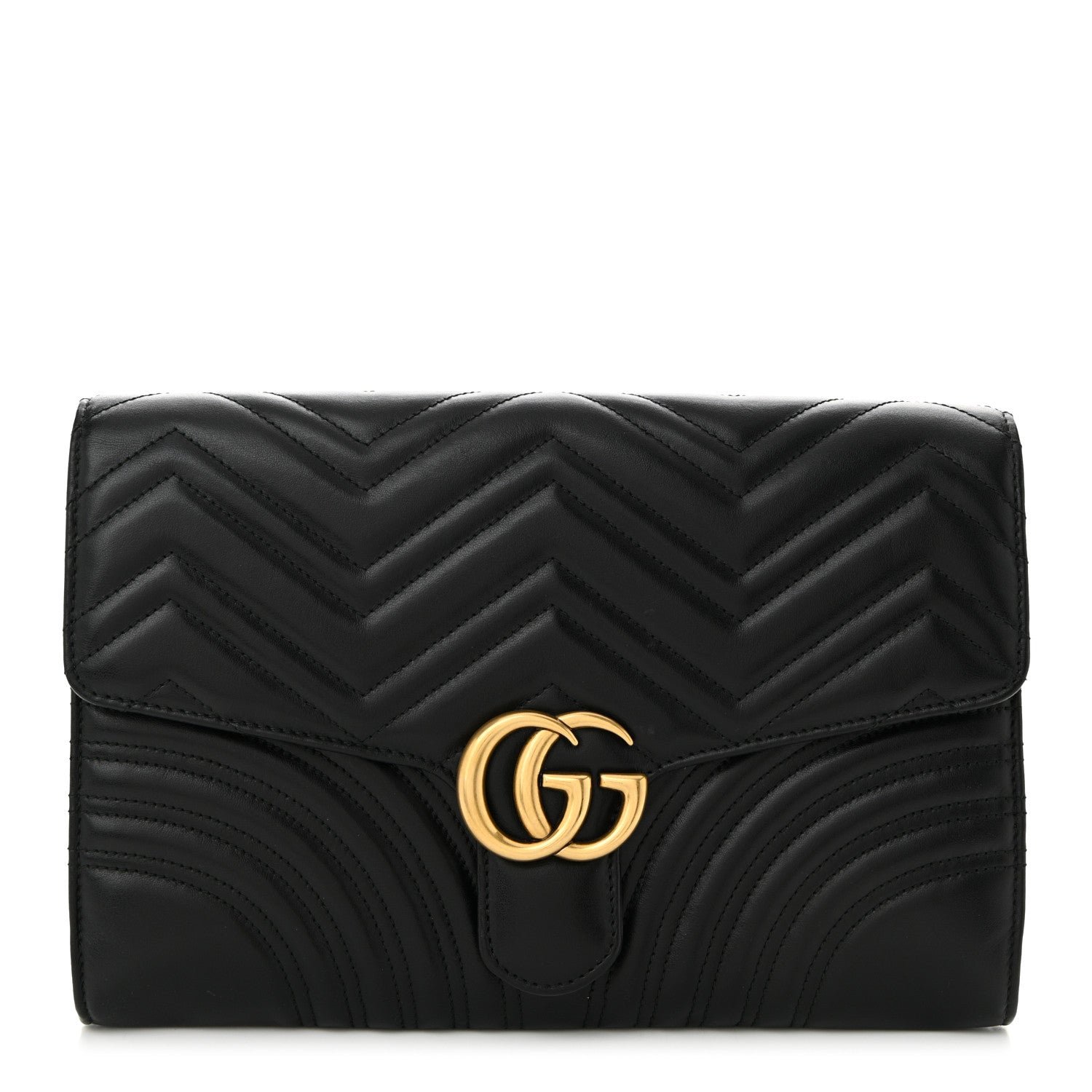 Gucci Calfskin Matelasse GG Marmont Clutch Black