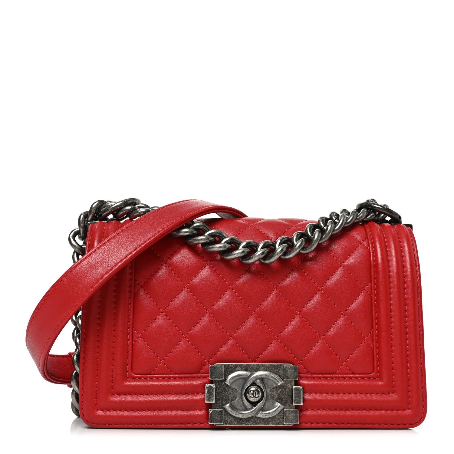 Chanel Lambskin Quilted Small Boy Flap Red