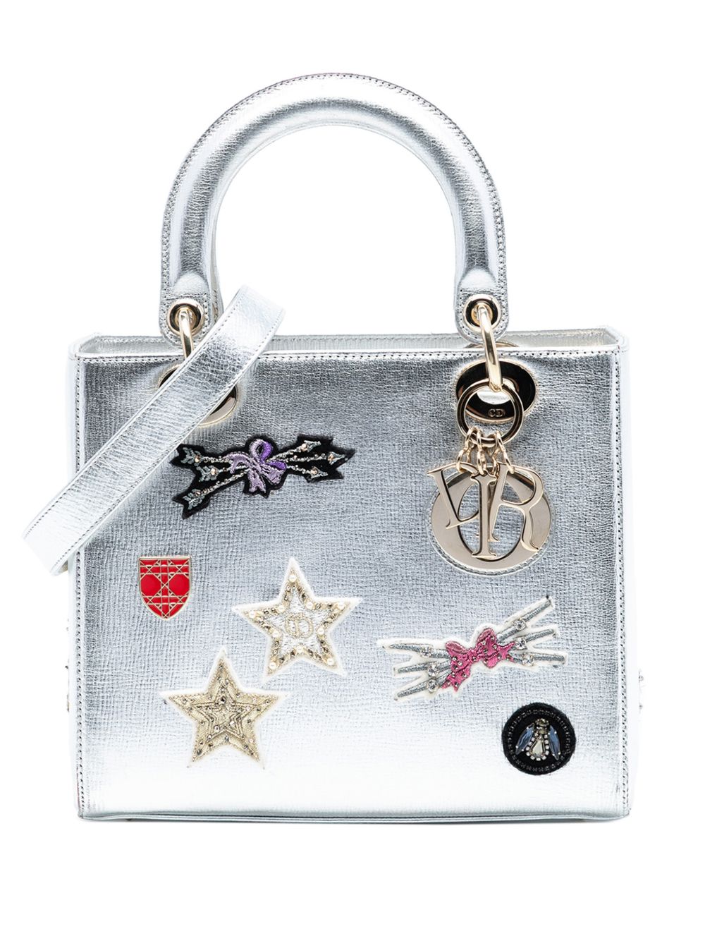 Dior 2016 Medium Calfskin Patch Embellished Lady Dior satchel