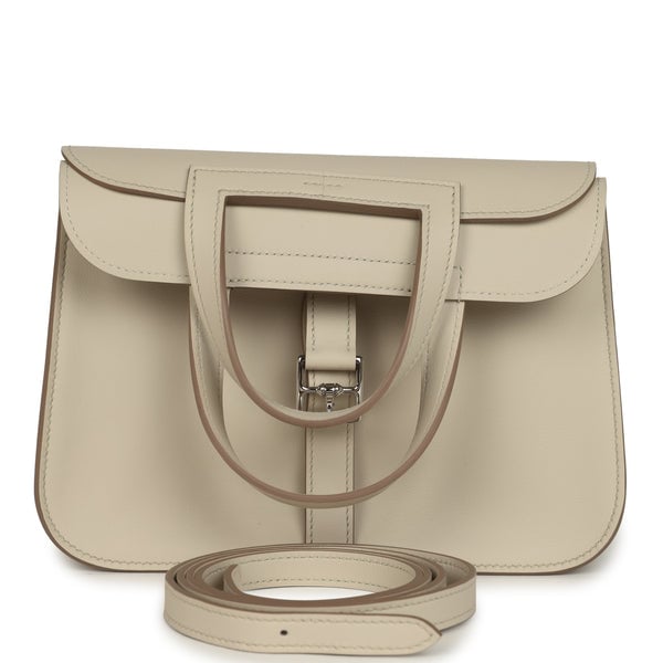 Hermes Mini Halzan Craie Swift Palladium Hardware