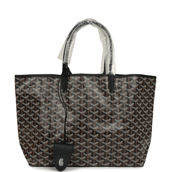 Goyard Goyardine Black Saint Louis PM Tote Bag Palladium Hardware