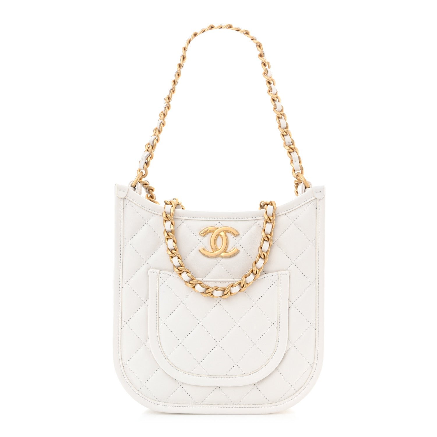 Chanel Calfskin Quilted Small Hobo White