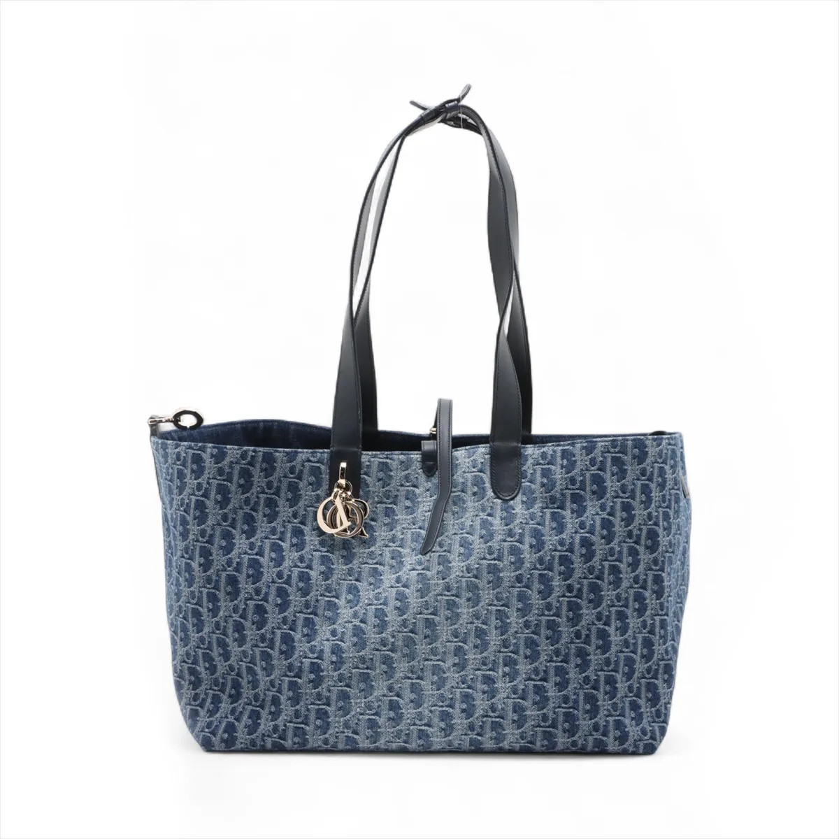 Christian Dior Oblique Toujour Large Denim & leather Tote bag Blue