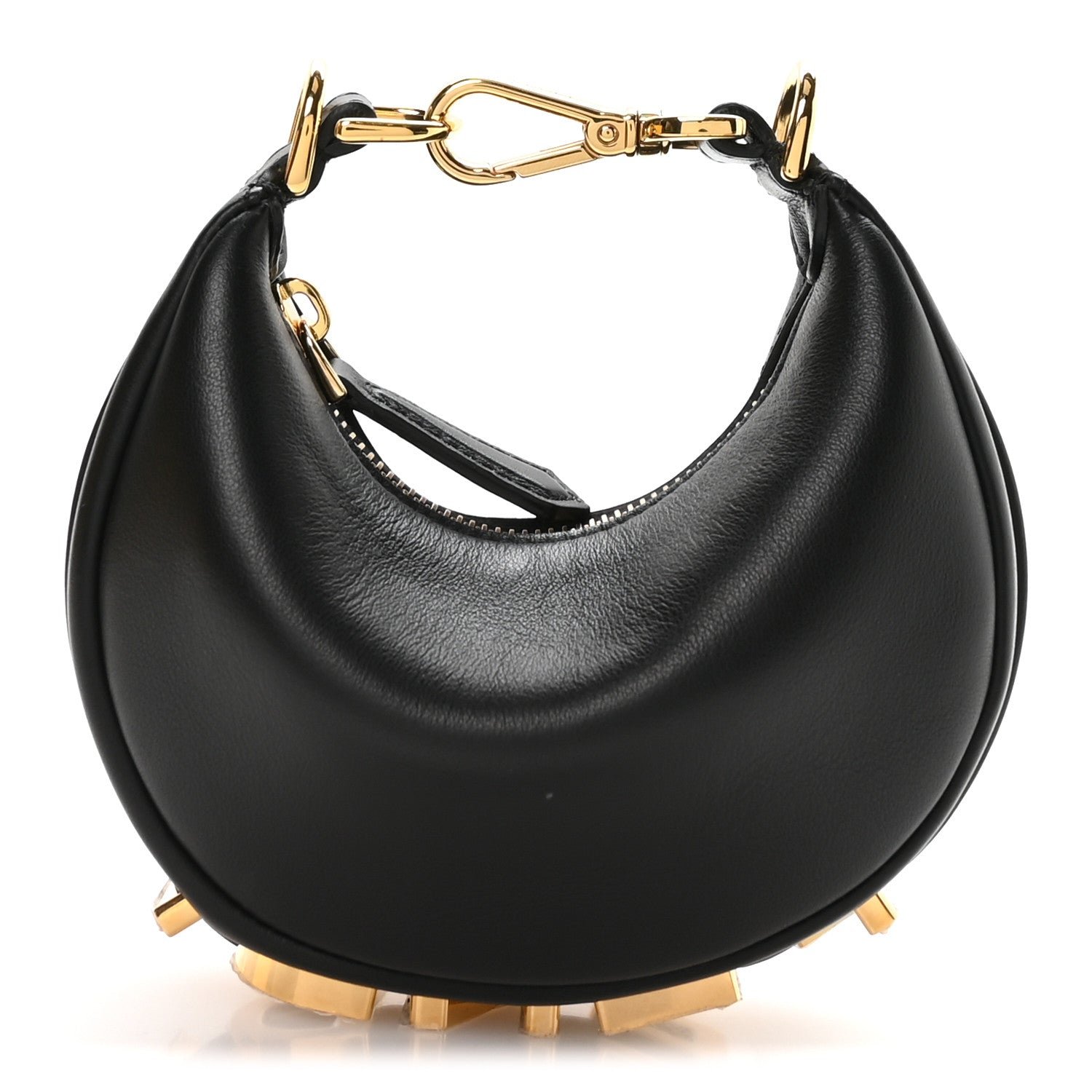 Fendi Vitello Grace Matte Nano Fendigraphy Hobo Charm Black
