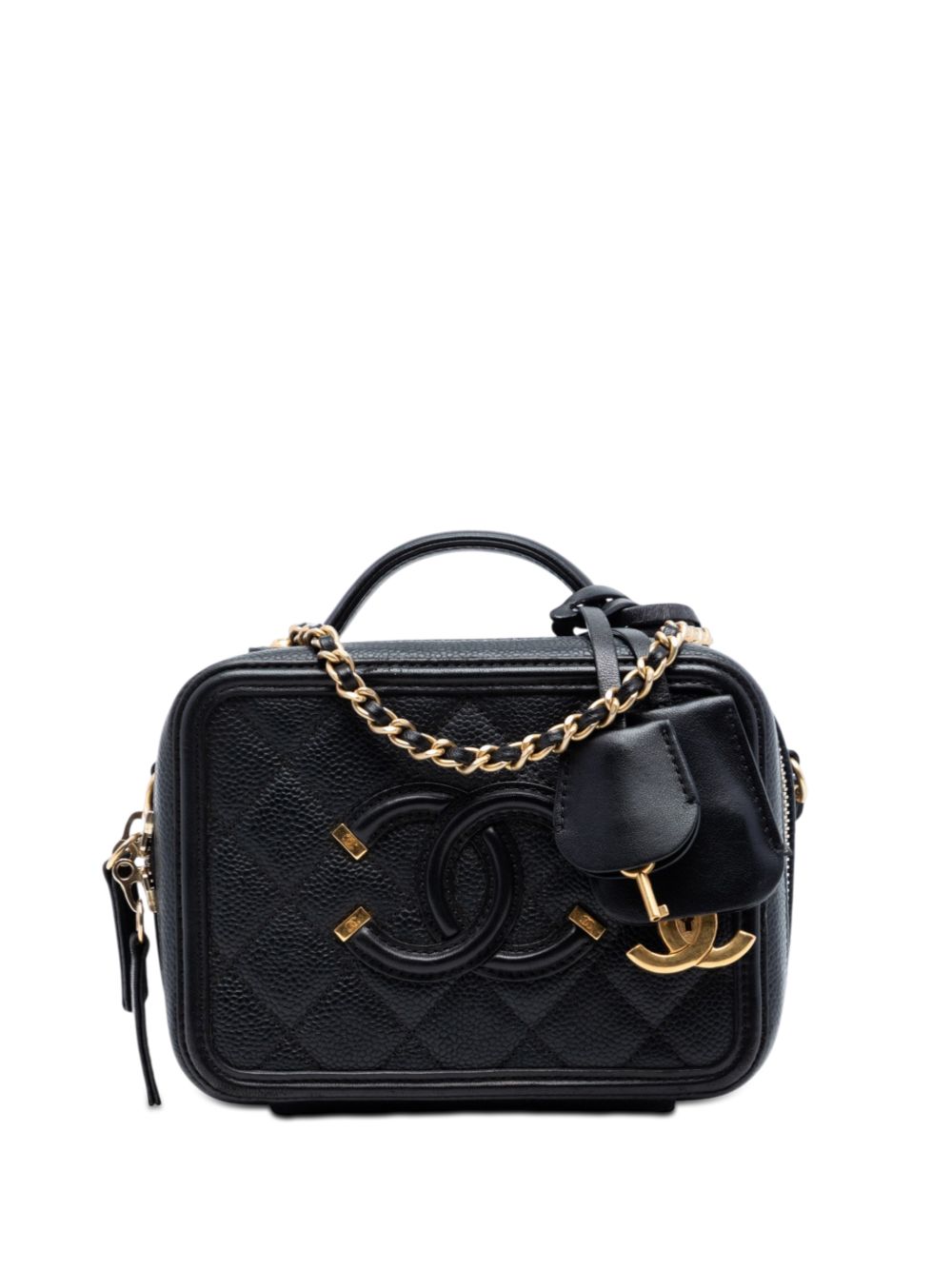 2017-2018 Small Caviar CC Filigree Vanity Case satchel