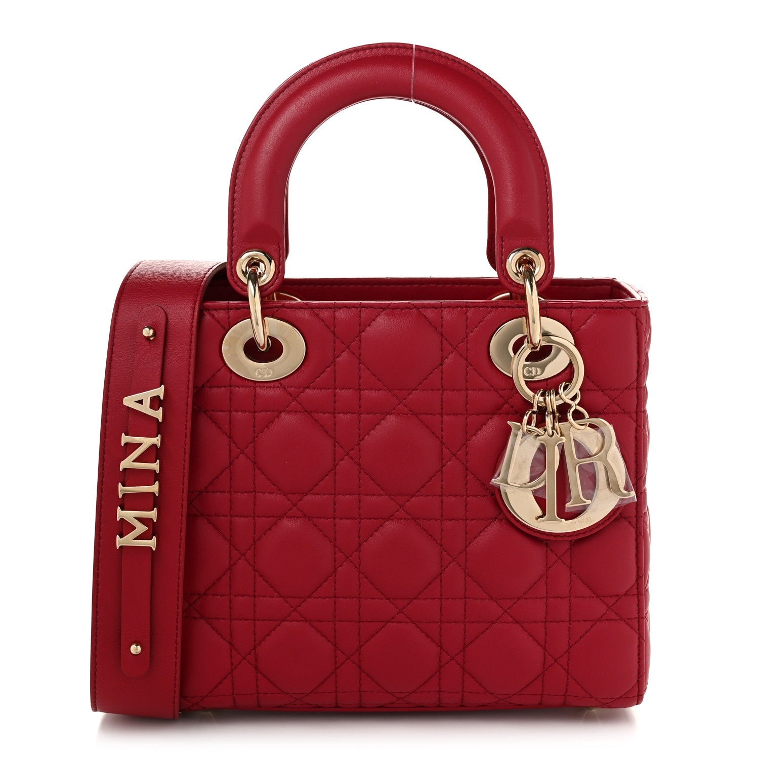 Christian Dior Lambskin Cannage Small My ABCDior Lady Dior Red