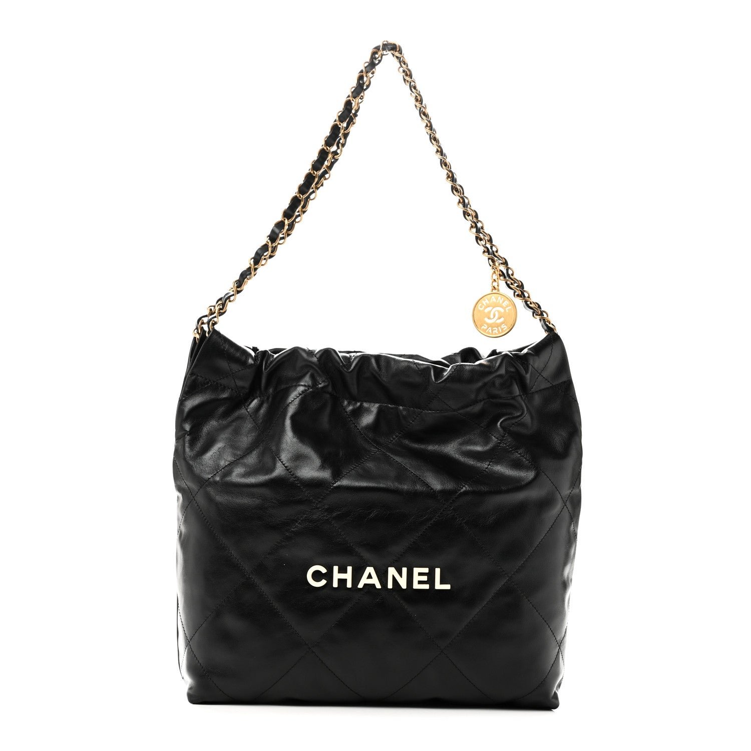 Chanel Shiny Calfskin Quilted Small Chanel 22 Black