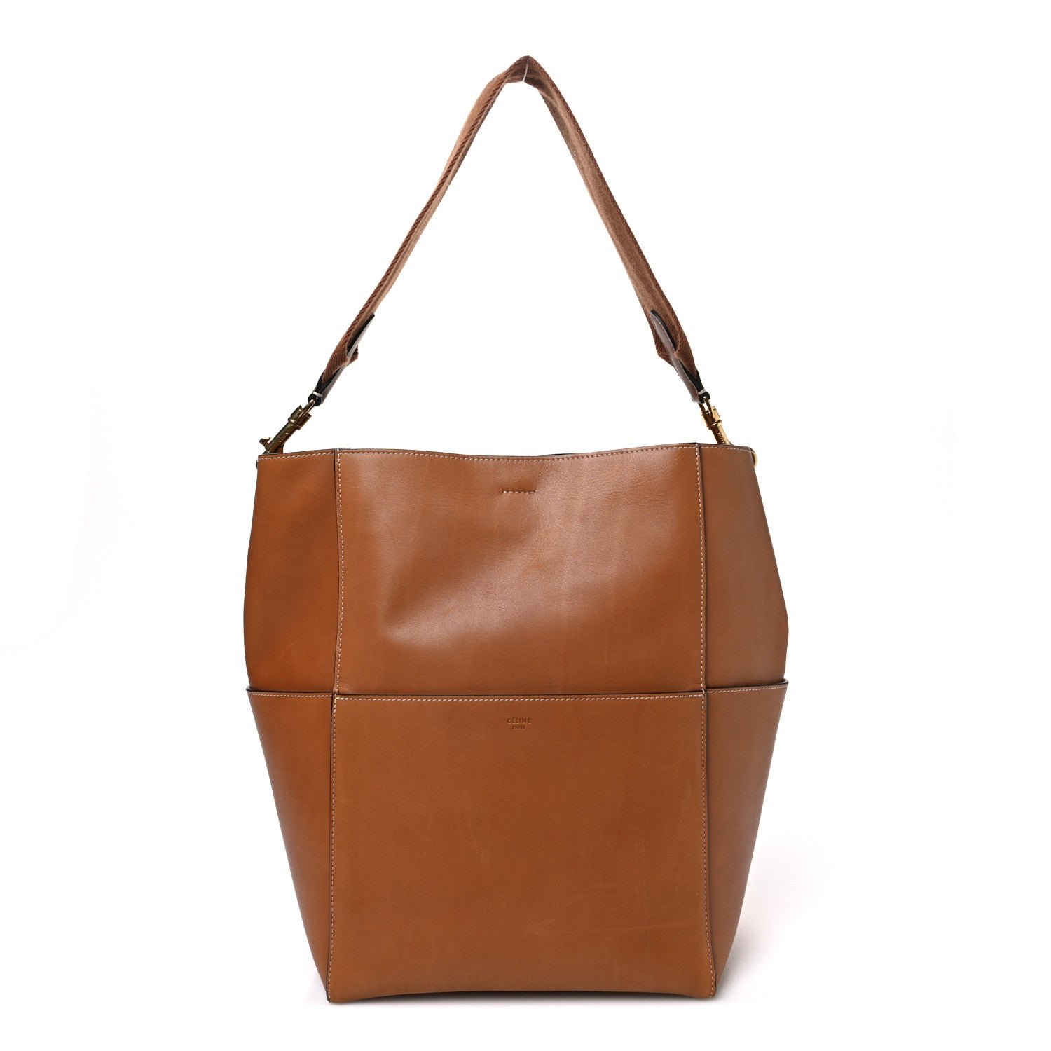 Celine Natural Calfskin Seau Sangle Bucket Bag Tan