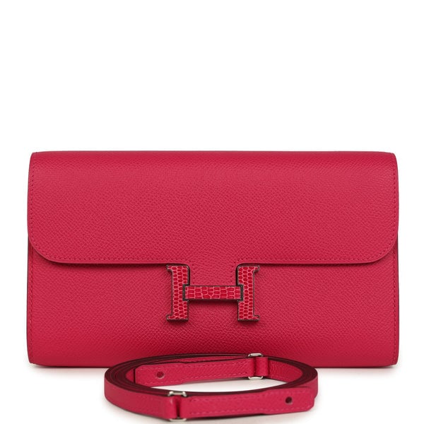Hermes Pre-owned Hermes Constance Wallet To Go Rose Mexico Epsom Lizard Marquette Palladium Hardware