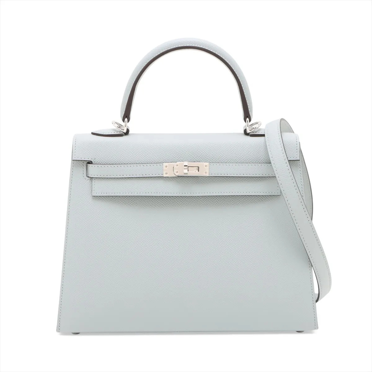 Hermès Kelly 25 Serie Veau Epsom Blue glacier Silver Metal Fittings